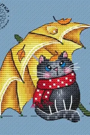 Buy Today Cat under Umbrella Cross Stitch Pattern