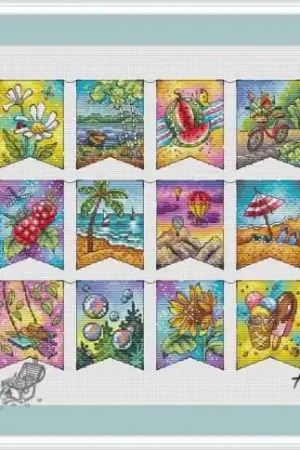 Summer Flags Cross Stitch Pattern Free Delivery
