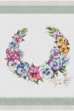 Pansies Wreath Cross Stitch Pattern Same Day Shipping