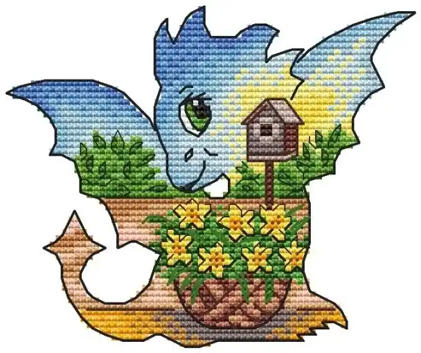 Save Now The Dragon. April Cross Stitch Pattern