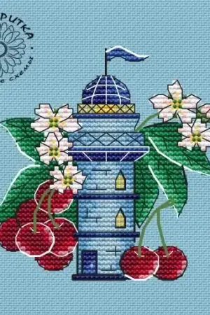 Lighthouse Cherry Cross Stitch Pattern Modern