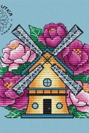 Mill Peonies Cross Stitch Pattern Premium