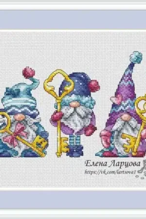 Fan Favorite Gnomes with Keys Cross Stitch Pattern