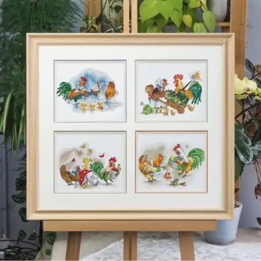 Chicken Family Set Cross Stitch Pattern Crafted