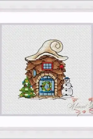 Free Shipping Pine Cone House Cross Stitch Pattern