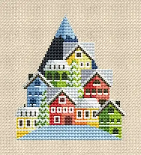 Winter Town Cross Stitch Pattern Time-Limited