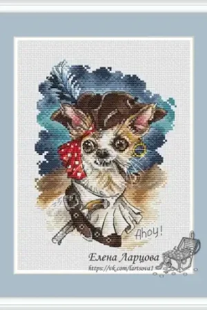 Chihuahua Pirate Cross Stitch Pattern Markdown