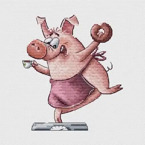 Piggy and Diet Cross Stitch Pattern Viral