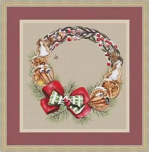 Limited Time Winter Wreath with Bow Cross Stitch Pattern