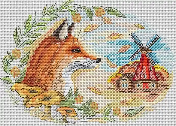 Autumn Fox and Windmill Cross Stitch Pattern Hassle-Free Returns