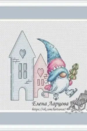 Marshmallow Gnome on Skates Cross Stitch Pattern Instant Buy