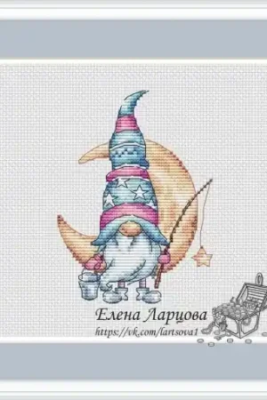 Low Price Marshmallow Gnome with Crescent Cross Stitch Pattern
