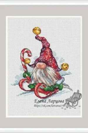 Gnome in a Sledge Cross Stitch Pattern Holiday Sale