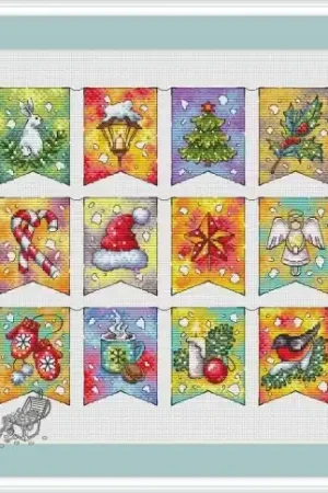 Christmas Flags Cross Stitch Pattern Exclusive