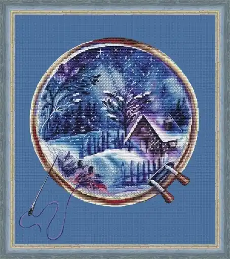 Express Delivery Winter in Embroidery Hoops Cross Stitch Pattern