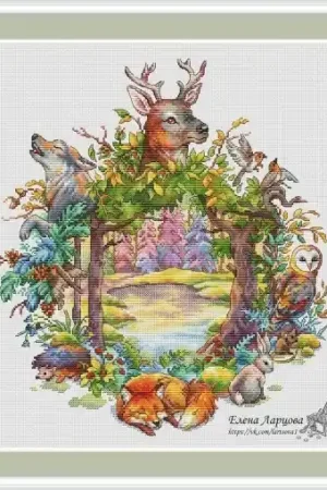 Forest Wreath Cross Stitch Pattern Viral