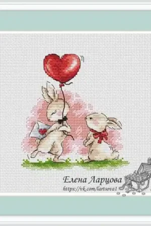 Spring Bunnies. First Date Cross Stitch Pattern Free Delivery