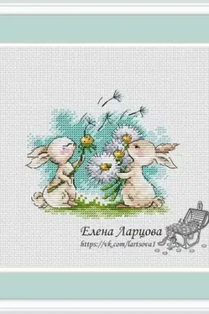 Spring Bunnies. Dandelions Cross Stitch Pattern Special Offer