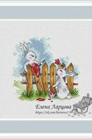 Exclusive Offer Summer Bunnies. Fence Cross Stitch Pattern