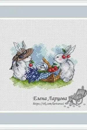 Summer Bunnies. Picnic Cross Stitch Pattern Price Cut