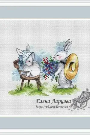 Markdown Summer Bunnies. Bouquet Cross Stitch Pattern