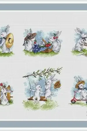 Original Summer Bunnies Set Cross Stitch Pattern