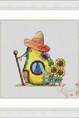 Premium Avocado House Cross Stitch Pattern