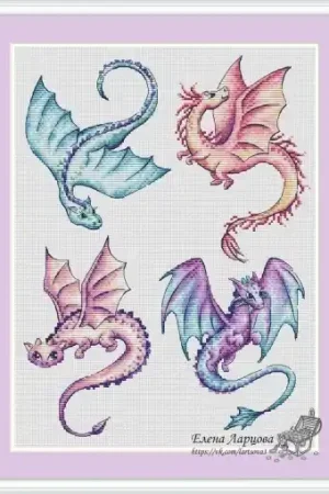 Buy Today Cute Dragons Cross Stitch Pattern