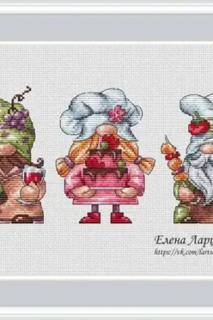 Gnomes Sommelier, Confectioner, Barbecue Cross Stitch Pattern New Release