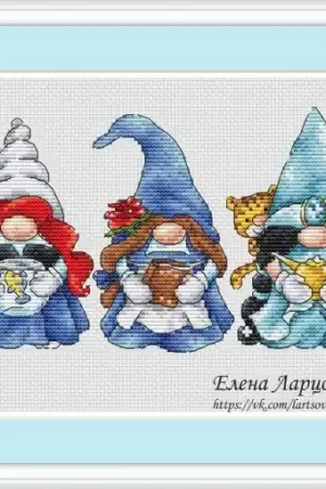 Top Pick Gnomes Ariel, Belle, Jasmine Cross Stitch Pattern