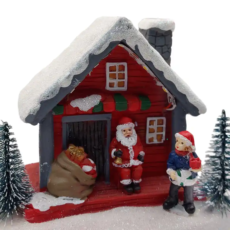 Big Sale Christmas Cottage with Santa. Village Wizardi F07-N1-7-578B