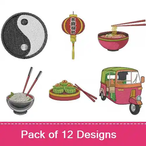 Mega Sale Asian Food & Culture Embroidery design pack by Machine Embroidery Designs, Embroidery Packs on EmbroideryDesigns.com