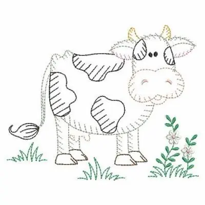 Colorwork Cow Embroidery Design Original