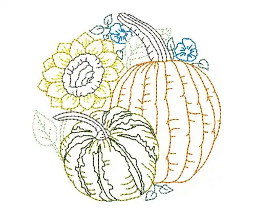 Autumn Foods Embroidery Design Authentic