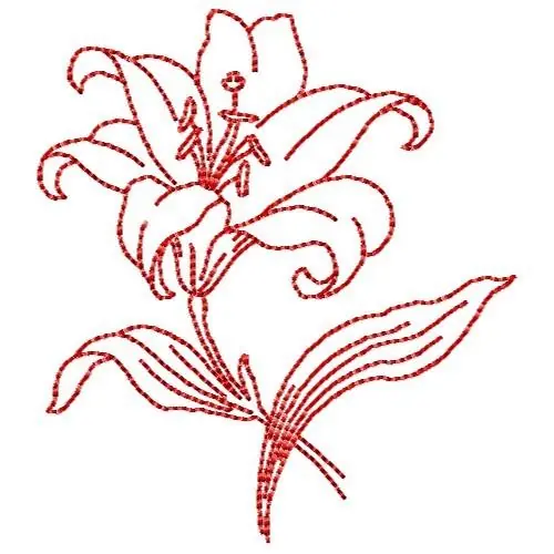 Redwork Lily Embroidery Design Bulk Order