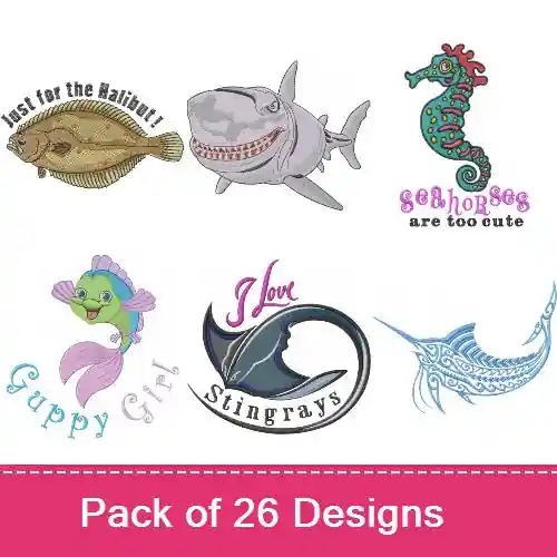 Swim With The Fishes Embroidery design pack by Machine Embroidery Designs, Embroidery Packs on EmbroideryDesigns.com Direct From Manufacturer
