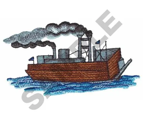 STEAMBOAT Embroidery Design Fresh Stock