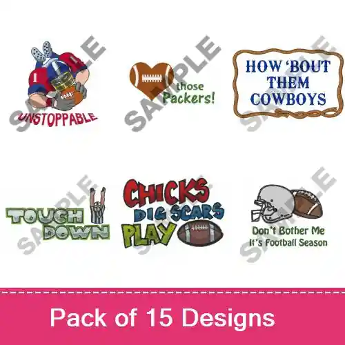 Football Sunday Embroidery design pack by Great Notions, Embroidery Packs on EmbroideryDesigns.com Hot Deal