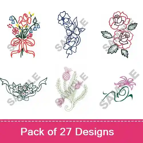 Floral Outlines Embroidery design pack by Great Notions, Embroidery Packs on EmbroideryDesigns.com Free Returns