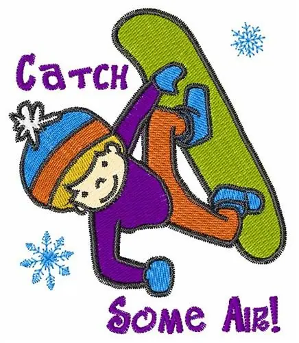 Catch Snowboard Air Embroidery Design Wholesale