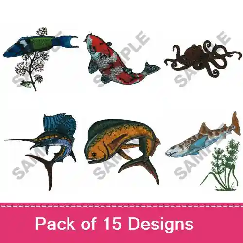 Same Day Shipping Ocean Dwellers Embroidery design pack by Great Notions, Embroidery Packs on EmbroideryDesigns.com