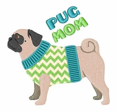 Pug Mom Embroidery Design Big Sale
